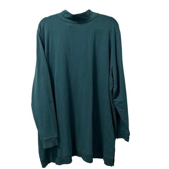 Soft Surroundings Teal Long-Sleeve Tunic Shirt W/ Pockets & Button Detail Size 2 - Picture 12 of 12